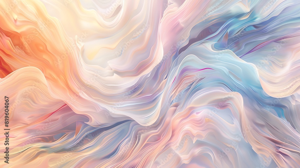 Wall mural elegant swirling waves in soft pastel colors, providing a soothing and artistic background
