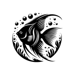 Captivating Angelfish Silhouette for Diverse Artistic and Design Uses - angelfish illustration
