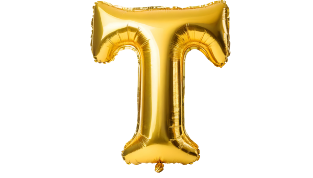 Realistic letter t made of golden balloon