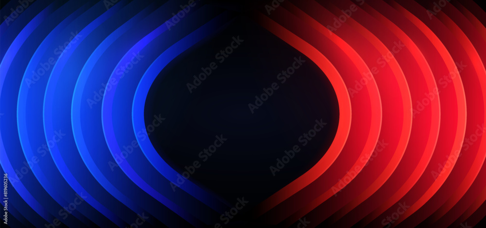 Poster red blue abstract graphic design with circular pattern. fight battle screen background. collision ba
