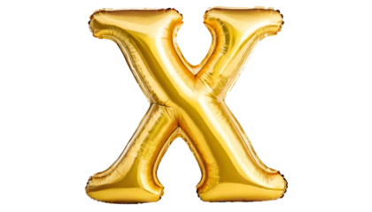 Realistic letter x made of golden balloon