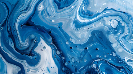 Dark blue marble color mix, fluid art painting,  Marbled blue and golden abstract background, Abstract background of blue and white acrylic paint in the form of waves