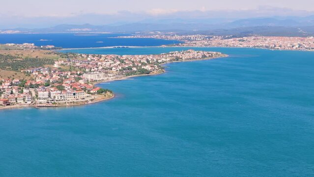 4K aerial videos of Ayvalik Cunda Island and its surroundings at sunset