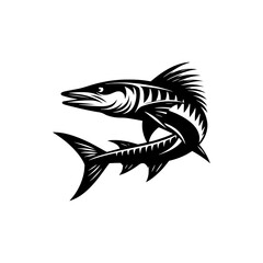 Fototapeta premium Perfectly Crafted Barracuda Silhouette Ideal for Nautical and Oceanic Decor - barracuda illustration 