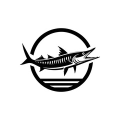 Professional Barracuda Silhouette for Artistic and Nautical Themes - minimalist barracuda vector
