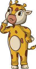cute little beautiful giraffe cartoon illustration design thinking.eps