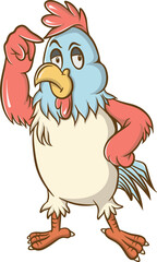 thinking expression rooster cartoon illustration design.eps