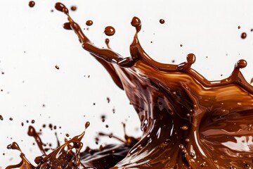 Splash of brownish hot coffee or chocolate isolated on white background