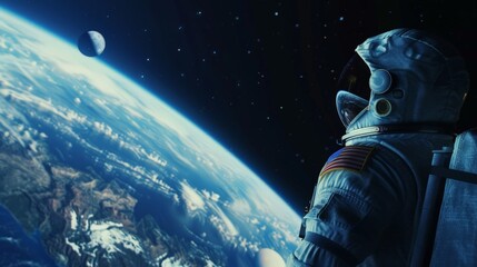 Astronaut Gazing at the Moon