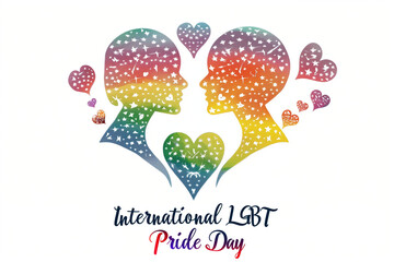 Vector Illustration Celebrating International LGBT Pride Day: Inclusive Love with Hearts Design