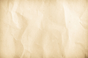 Old paper vintage texture surface for background. Recycle pale brown paper crumpled texture, Cream color recycled kraft paper texture blank with copy space for text.