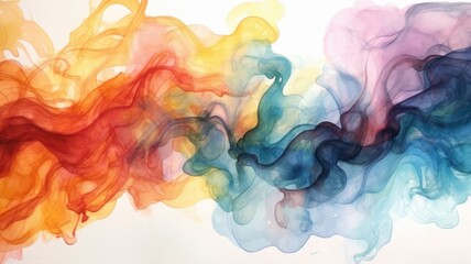 Abstract watercolor representation of fire and water. Watercolor of contrasted vibrant pastel watercolor mixing together with white background. Conceptual art for creative design and wall art. AIG35.