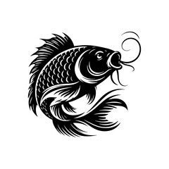 Elegant Carp Silhouette for Creative and Artistic Designs - minimalist carp vector
