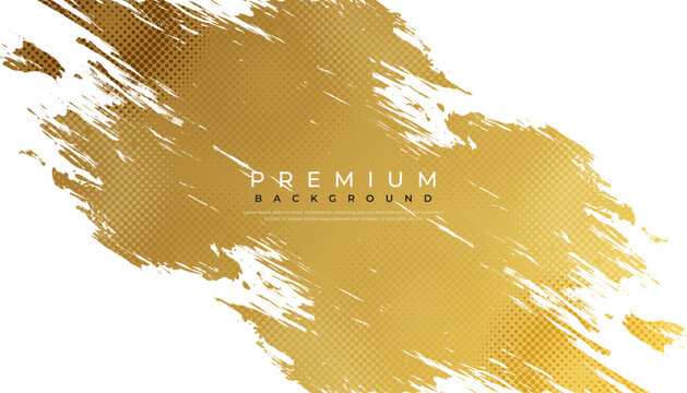 Abstract White and Gold Brush Texture Background with Halftone Effect. Brush Stroke Illustration for Banner, Poster, or Sports. Scratch and Texture Elements For Design