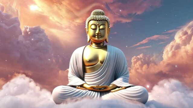 Vesak Day Celebration: 4K Video of Buddha Statue in the Sky