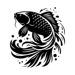 Exquisite Carp Silhouette for Professional and Creative Graphic Design - minimalist carp vector

