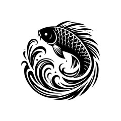 Professional Carp Silhouette for Artistic and Nautical Themes - minimalist carp vector
