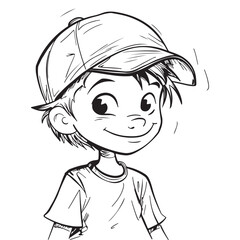 Black line art design of a boy, vector illustration for coloring book pages on white background