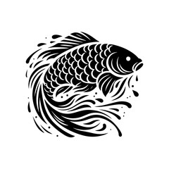 Detailed and Clean Carp Silhouette for Various Design Needs - minimalist carp vector
