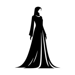 Elegant Abaya Silhouette: Minimalist Abaya Vector Designs- Highlighting Graceful Flow and Cultural Heritage of Traditional Middle Eastern Garments- Abaya Illustration