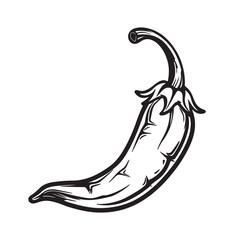 Simple chily pepper icon, black vector illustration on white background