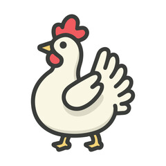 Chicken line art logo design, vector illustration on white background