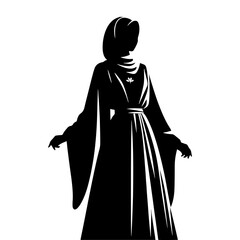 Elegant Abaya Silhouette: Minimalist Abaya Vector Designs- Highlighting Graceful Flow and Cultural Heritage of Traditional Middle Eastern Garments- Abaya Illustration