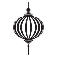 Simple chinese lantern icon, black vector illustration on white background