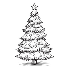 Simple christmas pine tree icon, black vector illustration on white background