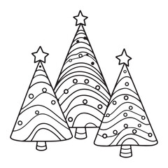 Simple christmas pine trees icon, black vector illustration on white background