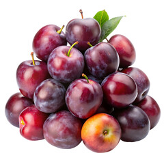 ripe plums on transparent background
