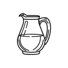 Jug outline water icon black bottle art design.