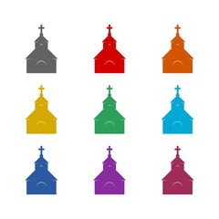 Church black  icon isolated on white background. Set icons colorful