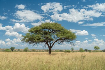 Lonely Acacia Tree on African Savannah