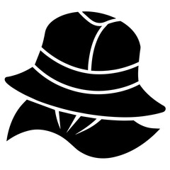 Vector silhouette of Fisherman Hat in a black color illustration 