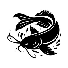 Radiant Catfish Silhouette: Illuminating the Depths - catfish illustration
