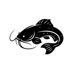 Dynamic Catfish Silhouette: Fluidity of Underwater Movement - catfish illustration
