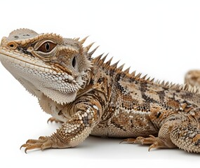 Obraz premium Central bearded dragon (Pogona vitticeps) on a white background