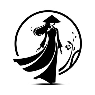 recommend clip art: AODAI Silhouette: Captivating Vector Art Illustrating Traditional Elegance and Cultural Significance of Indigenous Southeast Asian Attire- Minimalist AODAI  Vector- AODAI  Illustration.