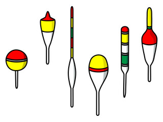 カラフルな釣りウキのイラストセット