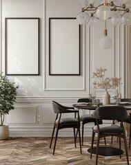3D render Frame mockup, blank paper. Living room wall poster mockup. Sacndinavian style. Interior mockup with house background. Modern Interior design.