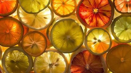 Freshly sliced oranges, lemons, and limes delight the eyes with vibrant colors overhead.