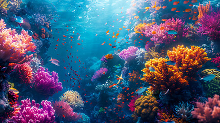 Fototapeta premium Vibrant coral reef in clear blue ocean