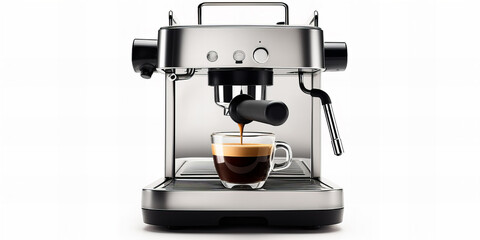 A close up of the modern coffee machine making coffee, good start for the morning.