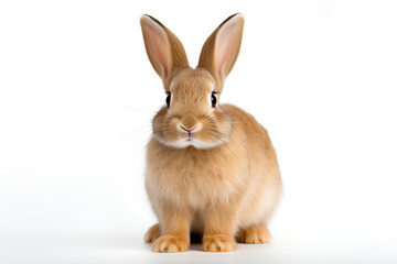 Fototapeta premium Rabbit, sitting on a white background 