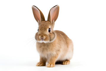 Fototapeta premium Rabbit, sitting on a white background 