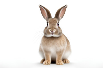 Rabbit, sitting on a white background 