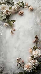Rustic Elegance: Flowery Theme Background with Space for Writing and Royal Monogram for Invitations