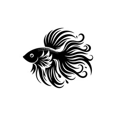 Serene Guppy Silhouette - Tranquil Beauty in Aquatic Form - minimallest guppy vector
