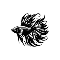 Celestial Guppy Silhouette - Heavenly Aura in Underwater Art - minimallest guppy vector
